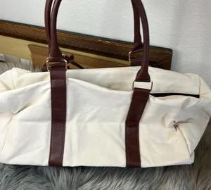 NWT Canvas Weekend Overnight Luggage Bag Brown thumbnail 2