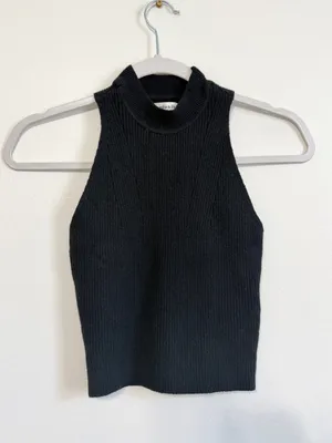Abercrombie & Fitch Sweater Tank Ribbed Size Small Black thumbnail 2