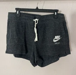 Nike Women's Charcoal Heather Athletic Shorts with White Drawstring thumbnail 1