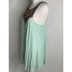 Umgee Sleeveless Mint Green Bead & Metallic Detail Short Shift Dress S thumbnail 7