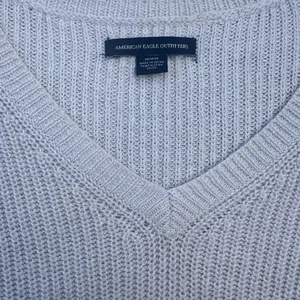 american eagle cream knit v-neck sweater thumbnail 7