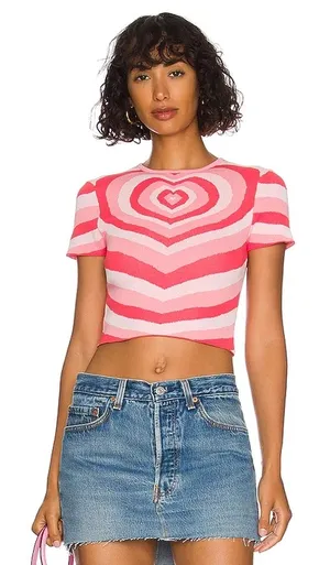 Revolve More To Come Harper Heart Print Cropped Top Pink Multi thumbnail 1