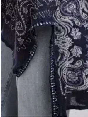 EUC Free People No Matter What High/Low Paisley Top Blue Oversized Small thumbnail 6
