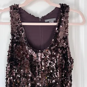 Vince Brown Sequin Shift Mini Dress Scoop Neck Racerback‎ Women’s Size 6 thumbnail 5