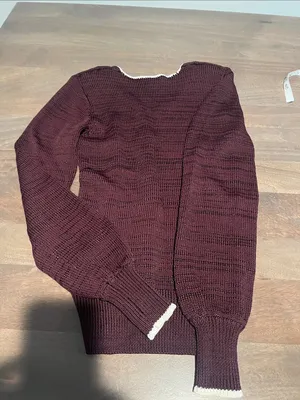 Reiss Brown V-Neck Sweater with White Trim Sz S thumbnail 7