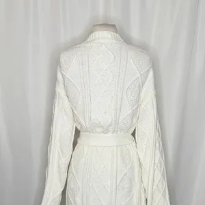 BEACH RIOT Rinna Chenille Robe Cream Cable Knit Belted Pockets X-Small Small thumbnail 10