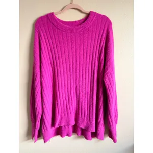 Aerie‎ Soft Buttercream Ribbed Knit Oversized Sweater Cosmic Pink Size S thumbnail 2