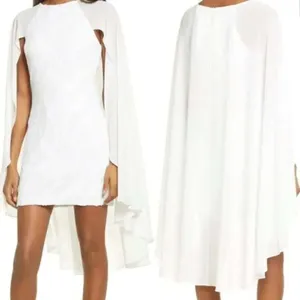 One33 Social White Sequin Cape Minidress Size 10 Bridal Cocktail Sheath thumbnail 3