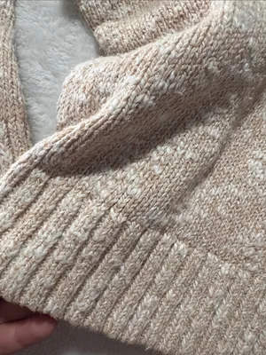L.L. Bean women's medium Cream Beige Marled Turtleneck Sweater knit cotton thumbnail 8