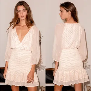 Lulus gold shimmer dot ruffle mini dress NWT size‎ small thumbnail 2