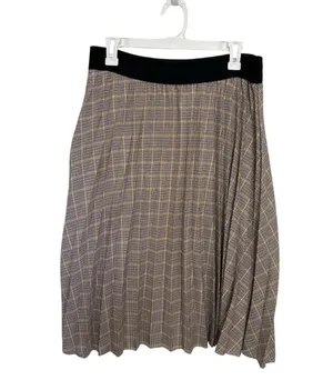 VTG Women’s Pleated Plaid Midi Skirt Size Large Dark Academia Wear to Work Twee thumbnail 1