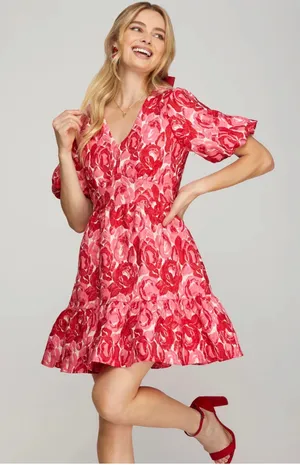 She & Sky Rose Jacquard Dress thumbnail 1