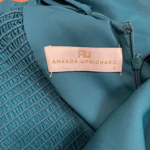 Amanda Uprichard Aida Teal Ruffle Wide Leg Jumpsuit thumbnail 6