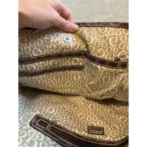 Guess Tote Bag Womens Large Brown‎ Monogram Canvas Croc Embossed Y2K Style thumbnail 7