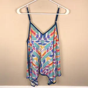 Jealous Tomato Women’s Multi-Colored Patterned Handkerchief Tank Top thumbnail 4