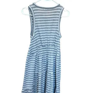 Lucky Brand Ruched Sleeveless Grey & White Stripe Maxi Dress Small #800 thumbnail 5