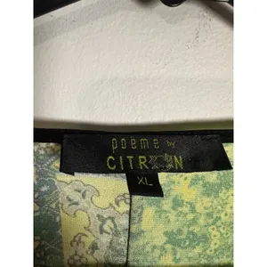 Poeme by‎ Citron XL Mixed Media Patchwork Tunic Top Gray Green High Low USA thumbnail 2