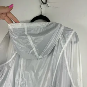Athleta White Lined Windbreaker Jacket Sz 1X Full Zip Athletic Pockets Hooded thumbnail 12