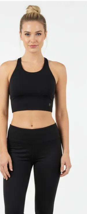 Savvi Black Strappy Back Cropped Athletic Sport Bra Top NEW M thumbnail 1