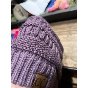 C.C. Brand Thick Ribbed Twist Knit Dome Ski Cap Winter Hat purple Women‎ One Sz thumbnail 2