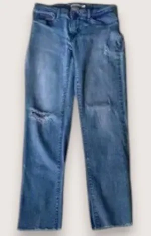 Levis Mid-Rise Skinny Blue Jeans Distressed with Fringed Cuffs Size 29 thumbnail 1