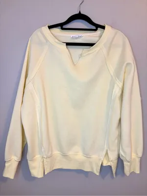 Olive + Oak Butter Yellow Fleece Sweatshirt XS Notch Neck Pullover thumbnail 1