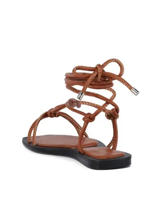 AZALEA WANG Leandro Tan Lace Up Flats Sandals Sz 7 NEW NIB thumbnail 4