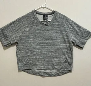 adidas Women's Gray Heather Short Sleeve Athletic Tee thumbnail 1