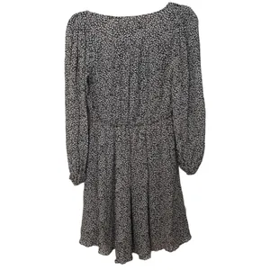 Maeve Anthropologie Dress Women Black White Leopard Print‎ Mini V-Neck Excellent thumbnail 7