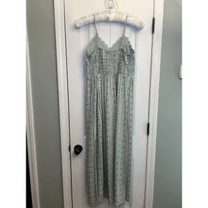 No Boundaries Juniors L (11-13) Green Geometric Lace V-Neck Strappy Maxi Dress thumbnail 16