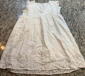 Eyelet Mini Dress in Off thumbnail 1