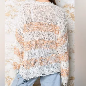 POL Crochet peach and white Oversized Comfy Sweater NWT size Medium thumbnail 3