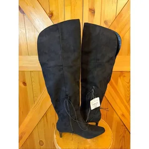 Worthington Valto Faux Suede Black High Over Knee Heeled Boots Size 6M nwt Read thumbnail 7