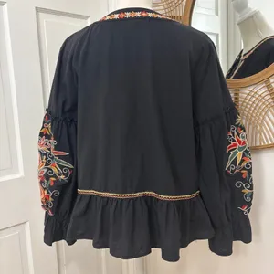 Stevie Hender Heavily Embroidered Open Shirt‎ Shacket S Boho Peasant Festival thumbnail 3