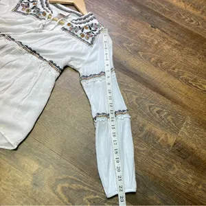 Knox Rose White Embroidered Blouse Tassels Sz Medium Boho Peasant Hippie Artsy thumbnail 6