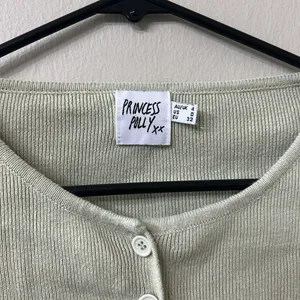 Princess Polly The Michael Top Cropped Sweater Ribbed Button Up Lime Sage Green thumbnail 3