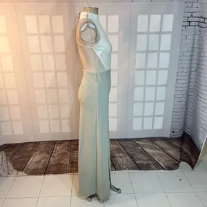 Blithe NWT White Green Open Back Sleeveless Cutout Halter Maxi Dress Small thumbnail 5