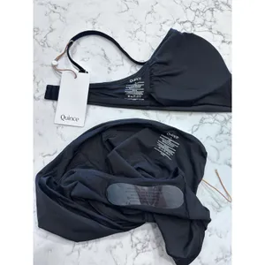 New Quince Black Italian V Neck Bikini Top & High Rise Bottom Set Size Small thumbnail 3