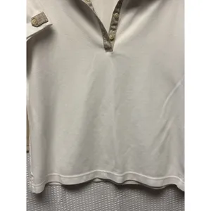 IZOD Women's Golf 2 piece Polo Skort‎ Set Tan White Zip Pockets Comfort Classic thumbnail 6