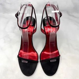 Christian Louboutin Arch Queen Strass Suede Stiletto Sandal Heels Sexy Black 38 thumbnail 3