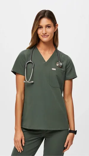 FIGS Catarina Scrub Top in Moss Size 3X thumbnail 1