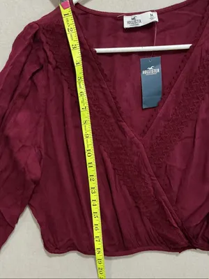 Hollister Women's Deep Burgundy Wrap-Style Blouse thumbnail 4