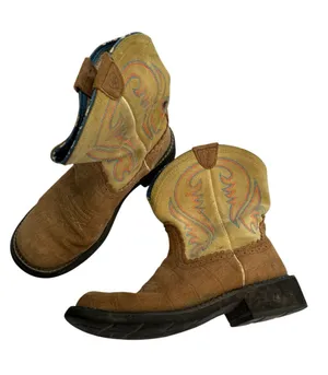 Ariat women's size 9.5 B cowboy boots fatbaby Blue Tan Western rodeo thumbnail 1