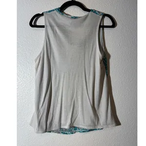 Ann Taylor Size M Petite Turquoise Gray Leopard Cheetah Cowl Neck Sleeveless Top thumbnail 3