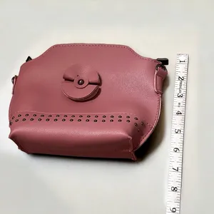 Mini Pink Leather Studded Crossbody Zipper Bag * WITHOUT STRAP * thumbnail 10