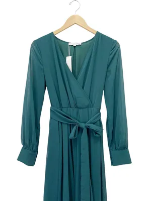 NWT Baltic Born Lydia Emerald Chiffon Maxi Dress Size Medium Long Sleeve Gown thumbnail 5
