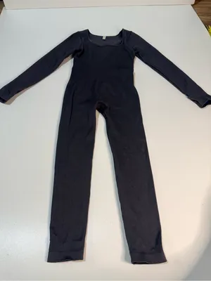 Women's Long Sleeve Ribbed Jumpsuit - Black Sz M thumbnail 7