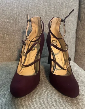Circus by Sam Edelman Burgundy Strappy Pointed-Toe Heels thumbnail 1