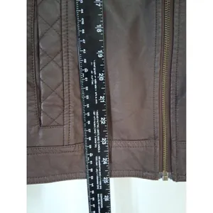 Christopher & Banks Jacket Brown Faux Leather Zip Up Pockets Women's size L thumbnail 4