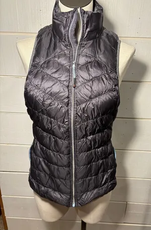 Tangerine Puffer Vest Duck Down Lightweight Women's Small S Gray Grey Running Hiking Zip thumbnail 1